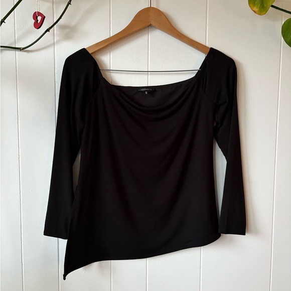 Dynamite Black Asymmetrical Long Sleeve Off Shoulder Top Large - Picture 2 of 6